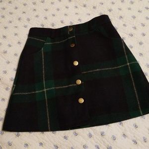 NWOT [SheIn] Green Blue Plaid Buttons Skirt